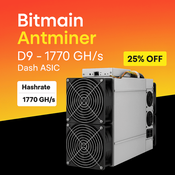 Bitmain Antminer D9 – 1770 GH/s Dash (X11 Algorithm) Miner