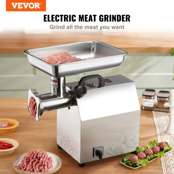 VEVOR Electric Meat Grinder Food Processors Sausage Maker Filler Mincer Stuffer Stainless Steel with 2 Blades for Home Kitchen - Image 2