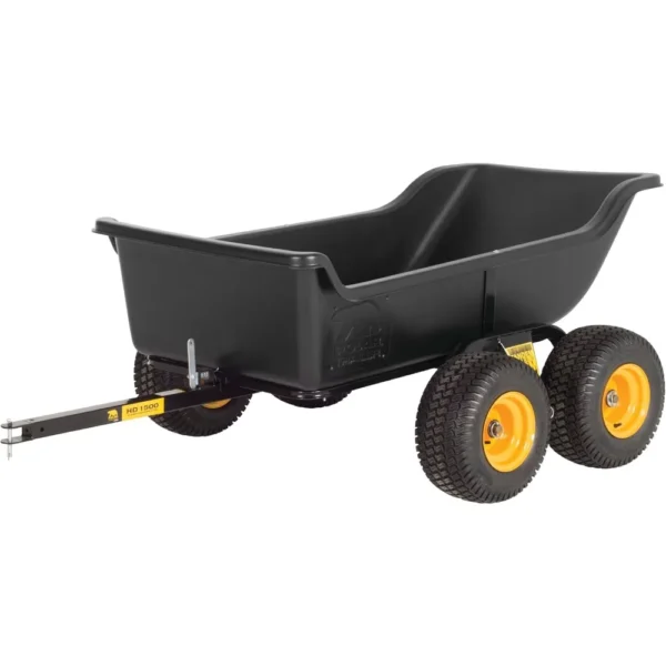 8262 Heavy Duty Tandem Axle Cubic Foot ATV UTV Lawn Mower Trailer TA1500 and Wide Track Rubber Wheels Hauling Outdoor-Black, 15