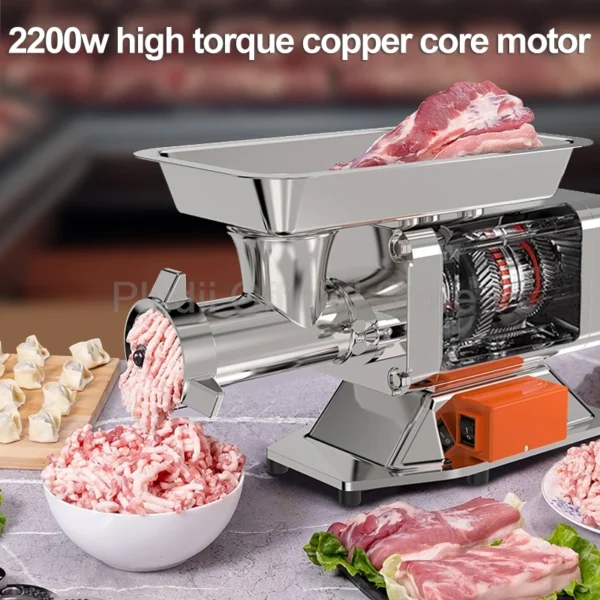 1500W Commercial Meat Grinder 187RPM Meat Slicer SUS German Copper Motor For Frozen Meat Sausage Filling Restaurant Butcher Shop - Image 2