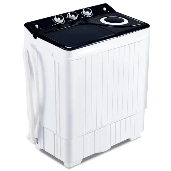 Portable Washing Machine, 26LBS Mini Washer & Dryer Combo, Twin Tub Apartment Laundry Washer, Black
