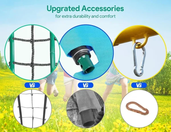 Swing Sets for Backyard, 6 in 1 Swing Sets,Heavy-Duty Metal Swing Sets for Backyard with 2 Swings, Climbing Ladder - Image 4