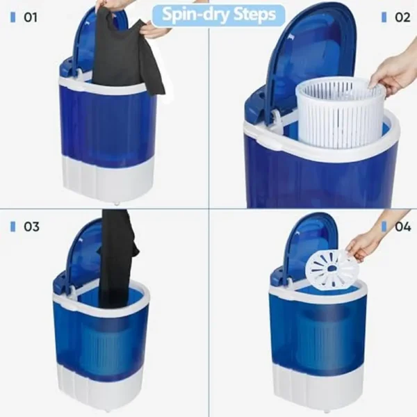 Lightweight 5.7lbs Mini Washing Machine Portable Semi-Automatic Washing Spinner Travel Dorm RV Camping - Image 5