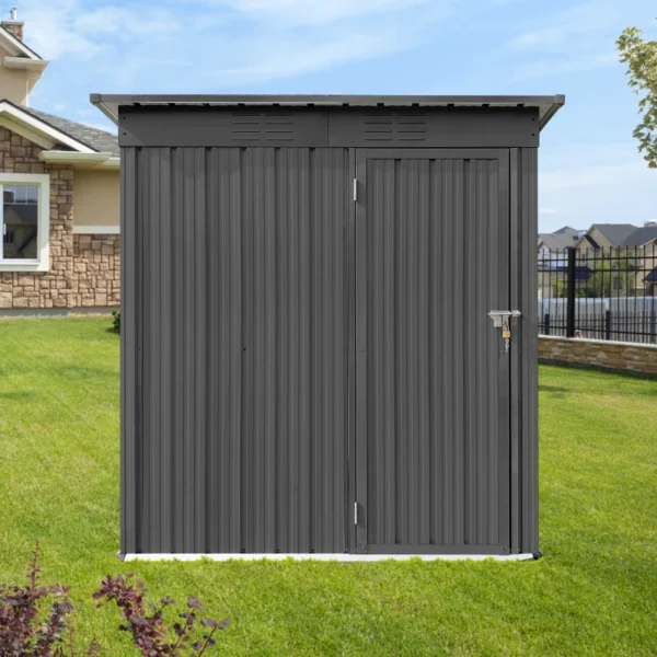5ft×4ft Outdoor Storage Sheds Grey Compact Outdoor Storage Shed Durable Small Garden Tool Storage Single Lockable Door - Image 3