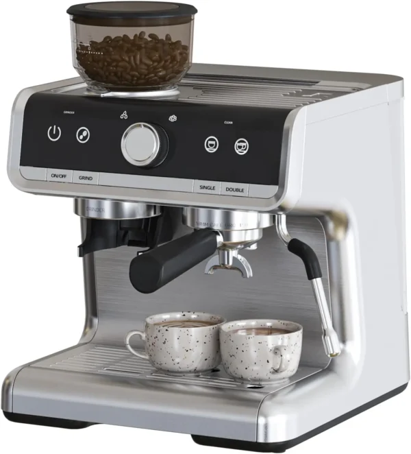 20 Bar Espresso Machine With Built-In Grinder, Semi-Automatic Coffee Maker With Milk Frother Wand, 95oz Water Tank & PID Tempera