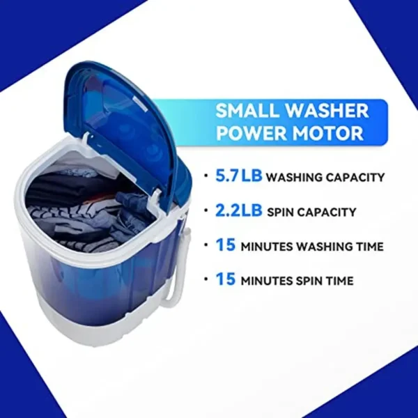 Lightweight 5.7lbs Mini Washing Machine Portable Semi-Automatic Washing Spinner Travel Dorm RV Camping - Image 3