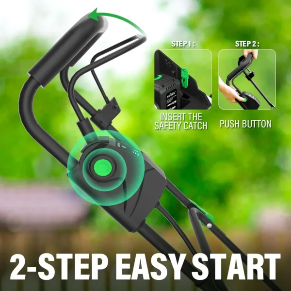 Lawn Mower, 13-Inch 20V Electric Lawn Mowers Cordless with Brushless Motor, 5-Position Height Adjustment, Includes 30L - Image 5