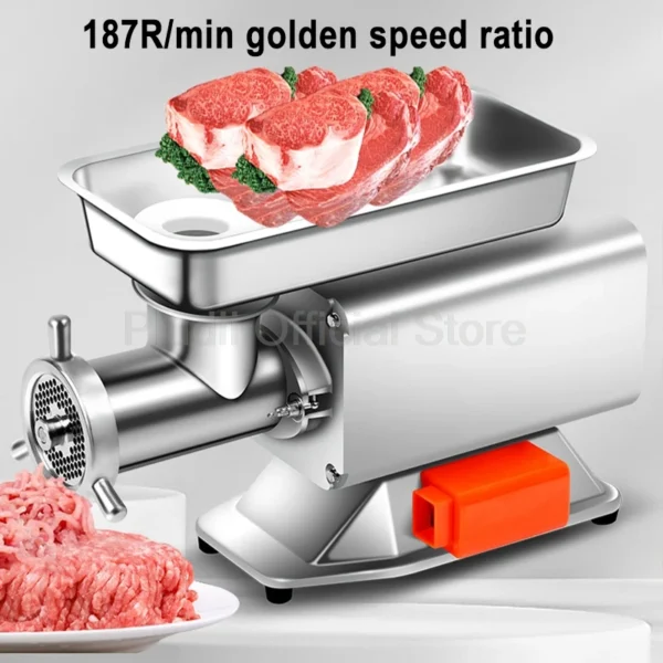 2200W Commercial Electric Meat Grinder Stainless Steel Heavy Duty 3-in-1Sausage Stuffer Vegetable Chopper for Restaurant Kitchen - Image 3