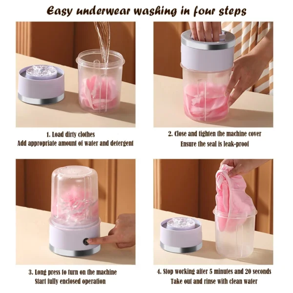 New Wireless Washing Machine Portable Travel Underwear And Socks Laundry Bucket, Charging Mini Clothes Washing Cup 2-speed Time - Image 6