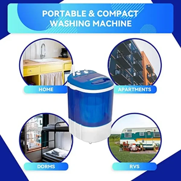 Lightweight 5.7lbs Mini Washing Machine Portable Semi-Automatic Washing Spinner Travel Dorm RV Camping - Image 4