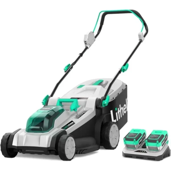 Cordless Lawn Mower 17 Inch, 2 x 20V 4.0Ah Battery Lawn Mowers with Brushless Motor, Bagging & Mulching, Charger Include