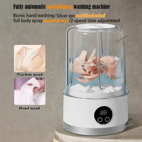New Wireless Washing Machine Portable Travel Underwear And Socks Laundry Bucket, Charging Mini Clothes Washing Cup 2-speed Time