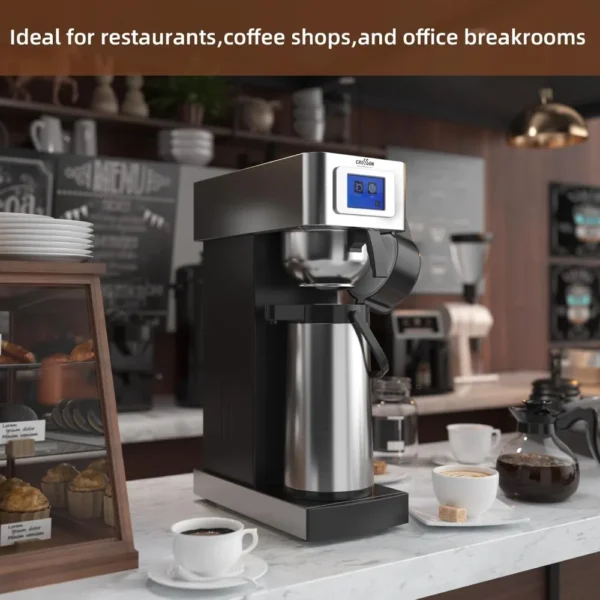 Auto Filling Commercial Coffee Brewer, Plumbed Direct Waterline Drip Coffee Maker with 24 Hours Hot 2.2L Airpot Coffee Carafe
