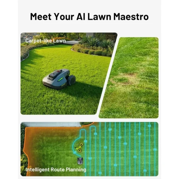 500H Robotic Lawn Mower Reception 0.12 Acre, Max. 0.17 Acre, Ultrasense AI Vision+ RTK Positioning, Auto Mapping, App Control - Image 4