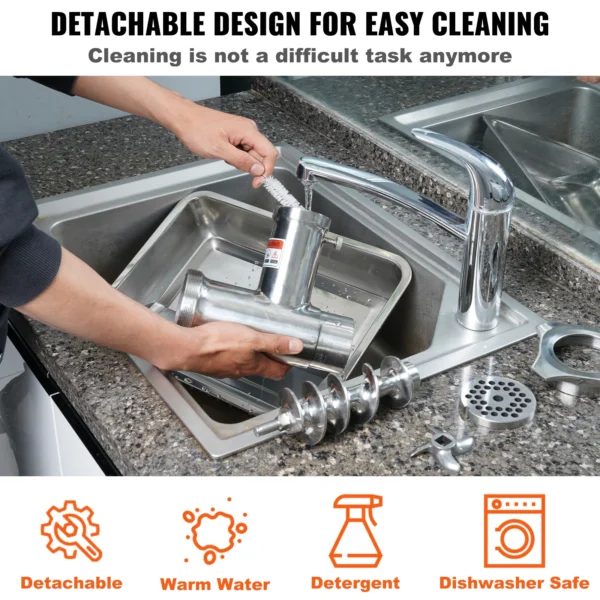 VEVOR Electric Meat Grinder Food Processors Sausage Maker Filler Mincer Stuffer Stainless Steel with 2 Blades for Home Kitchen - Image 6