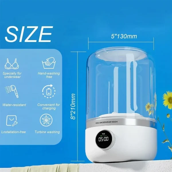 Wireless washing machine portable underwear cleaner 1L mini Socks Washing Machine Dehydratable Laundry Bucket - Image 4