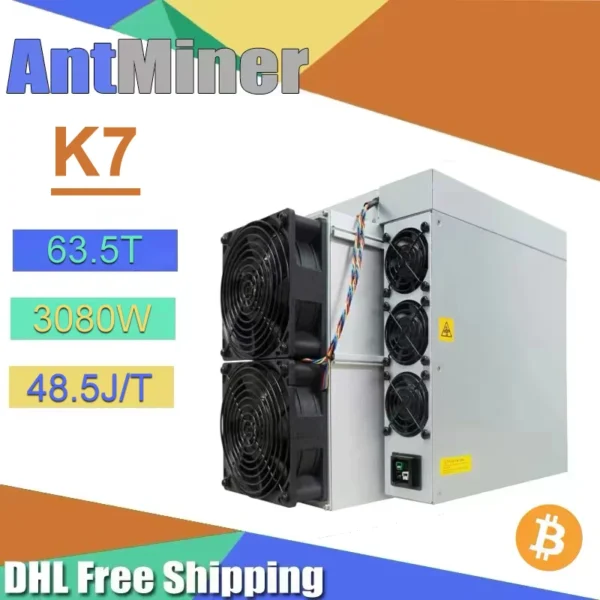 Antminer K7 – 63.5 TH/s CKB ASIC Miner | 3080W High-Efficiency Eaglesong Mining Machine