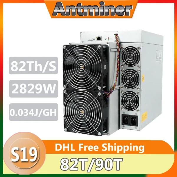 Antminer S19 – 90 TH/s BTC ASIC Miner | 3250W Power Crypto Mining Machine