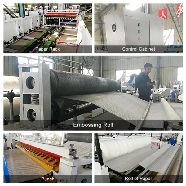 Tissue Paper Rewinding and Cutting Machine Toilet Paper Roll Production Line with Full Automatic Packing System - Image 5