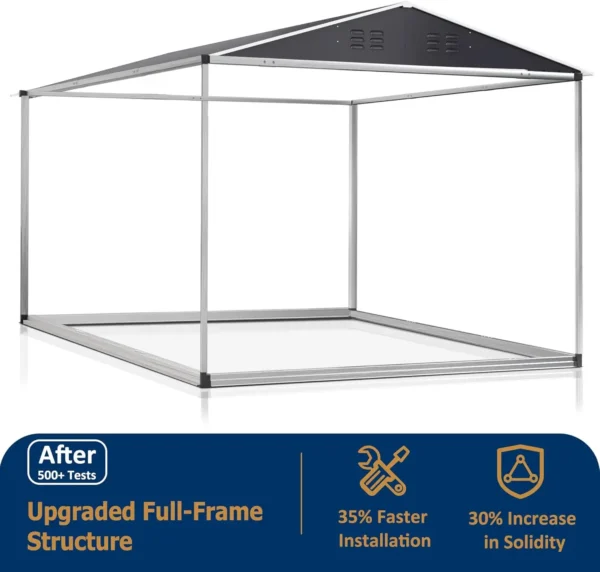 Outdoor Steel Storage Shed with Updated Frame Structure and Lockable Doors, Metal Shed Upgrade Height Ideal for Garden, - Image 2