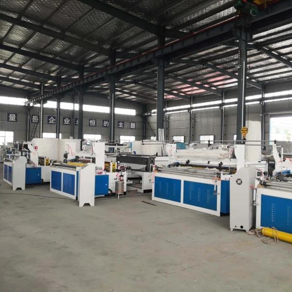 Tissue Paper Rewinding and Cutting Machine Toilet Paper Roll Production Line with Full Automatic Packing System - Image 4