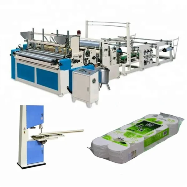 Full Set Toilet Paper Making Machine Production Line Including Rewinder Cutter And Sealing Packing Machine