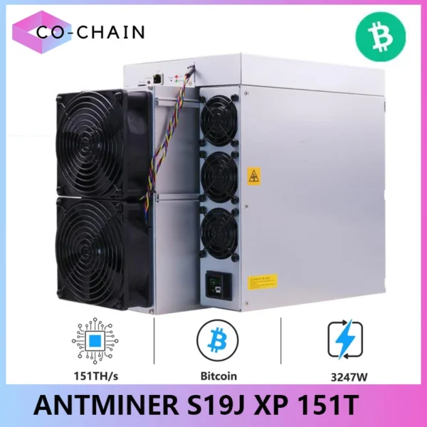 Antminer S19j XP – 151 TH/s BTC ASIC Miner | 3247W High-Efficiency Bitcoin Mining Rig | Outperforms S19K Pro