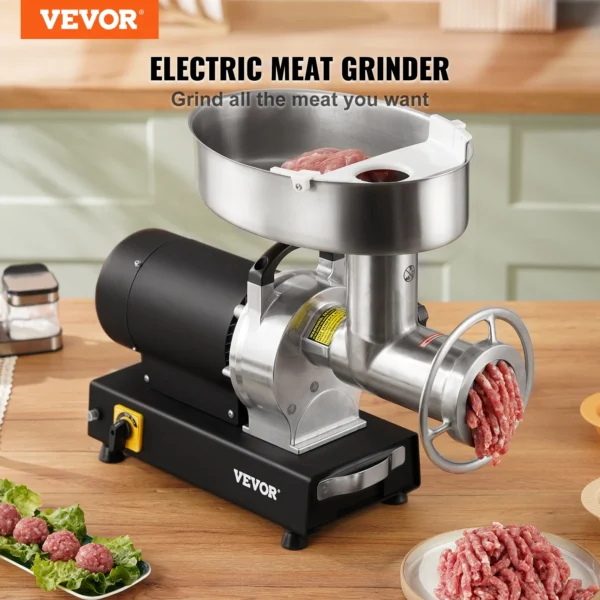 VEVOR 992 Lb/H Electric Meat Grinder Carbon SteelI industrial Meat Mincer w/ 2 Blade 3 Grinding Plates Sausage Maker & Kubbe Kit - Image 2