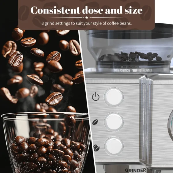 SEJOY CM7000 Espresso Machine with Built-in Grinder Fully Automatic Coffee Maker 20 Bar Professional Milk Frother - Image 3