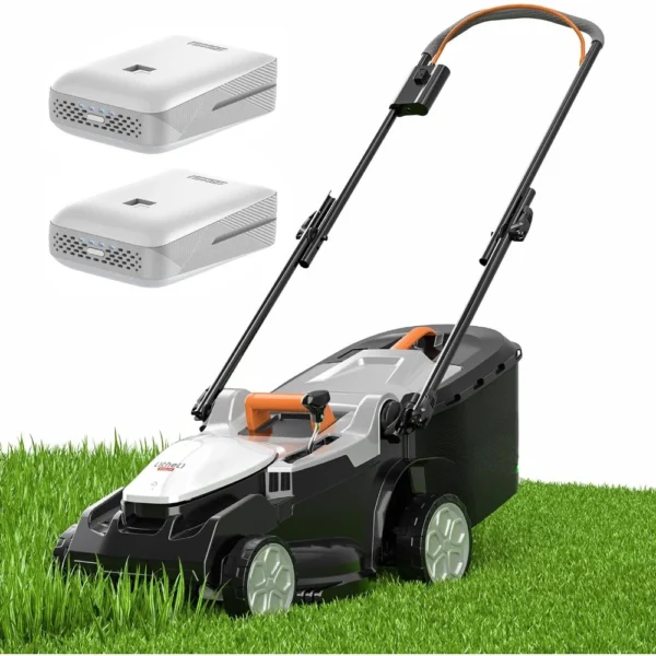 16" Electric Lawn Mower Cordless, Walk Behind Lawn Mower with 6-Height Adjust, Portable & Lightweight Push Battery Powered Lawn