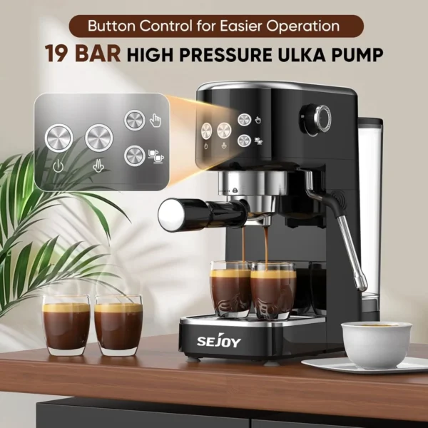 Sejoy Espresso Machine 20 Bar Espresso Coffee Maker Cappuccino Machine w/ Steam Wand - Image 2