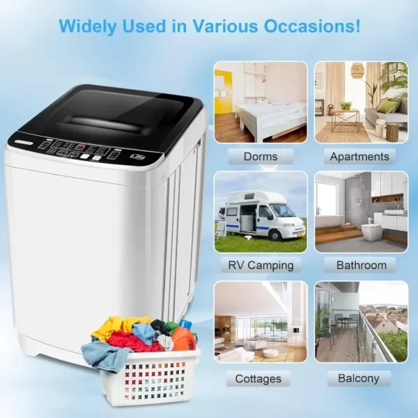 Nictemaw Portable Washing Machine, 17.6Lbs Capacity Portable Washer with Drain Pump, 10 Wash Programs LED Display 8 Water Levels - Image 4