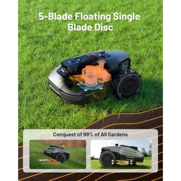 500H Robotic Lawn Mower Reception 0.12 Acre, Max. 0.17 Acre, Ultrasense AI Vision+ RTK Positioning, Auto Mapping, App Control - Image 3