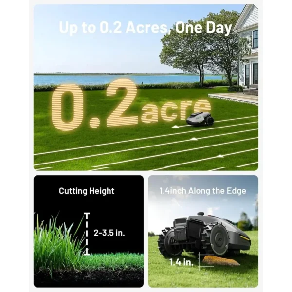 500H Robotic Lawn Mower Reception 0.12 Acre, Max. 0.17 Acre, Ultrasense AI Vision+ RTK Positioning, Auto Mapping, App Control - Image 5