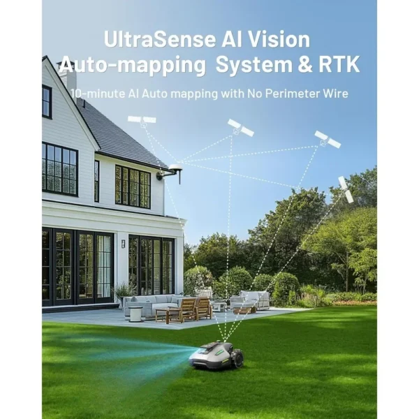 500H Robotic Lawn Mower Reception 0.12 Acre, Max. 0.17 Acre, Ultrasense AI Vision+ RTK Positioning, Auto Mapping, App Control - Image 2