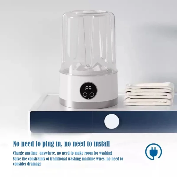 New Wireless Washing Machine Portable Travel Underwear And Socks Laundry Bucket, Charging Mini Clothes Washing Cup 2-speed Time - Image 2