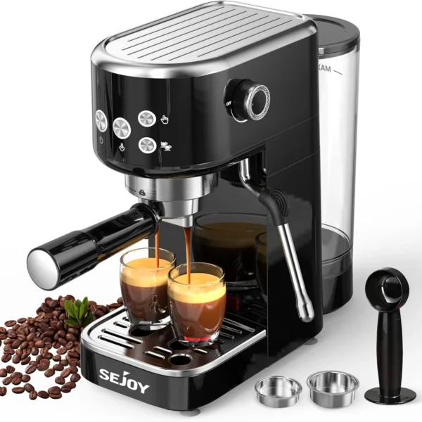Sejoy Espresso Machine 20 Bar Espresso Coffee Maker Cappuccino Machine w/ Steam Wand