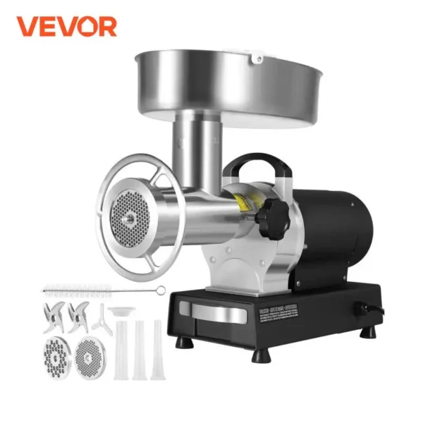 VEVOR 992 Lb/H Electric Meat Grinder Carbon SteelI industrial Meat Mincer w/ 2 Blade 3 Grinding Plates Sausage Maker & Kubbe Kit