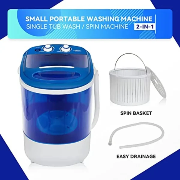 Lightweight 5.7lbs Mini Washing Machine Portable Semi-Automatic Washing Spinner Travel Dorm RV Camping - Image 2