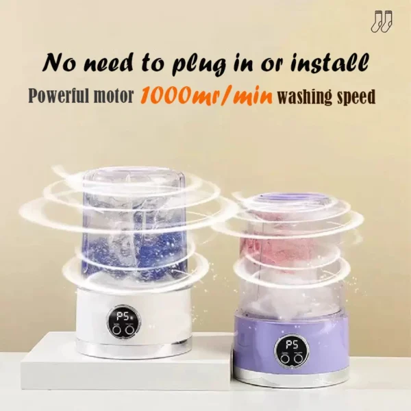 New Wireless Washing Machine Portable Travel Underwear And Socks Laundry Bucket, Charging Mini Clothes Washing Cup 2-speed Time - Image 5