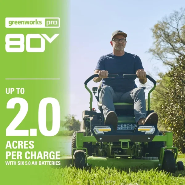 PRO 80V 42” Electric Zero Turn Lawn Mower, Includes (6) 5.0Ah Batteries and (3) Dual Port Turbo Chargers - Image 2