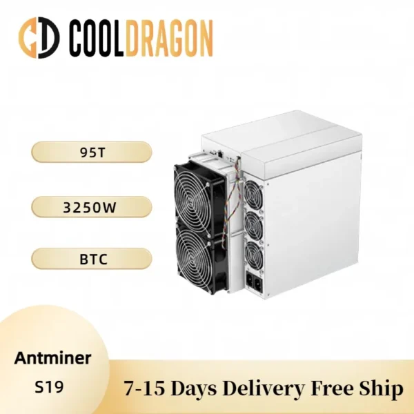 Antminer S19 – 95 TH/s SHA-256 ASIC Miner for Bitcoin (BTC) Mining