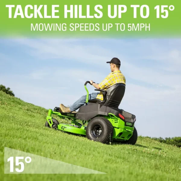 PRO 80V 42” Electric Zero Turn Lawn Mower, Includes (6) 5.0Ah Batteries and (3) Dual Port Turbo Chargers - Image 5