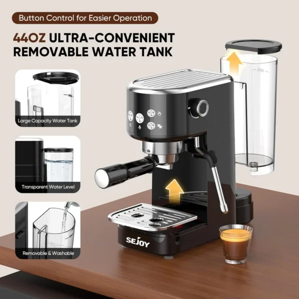Sejoy Espresso Machine 20 Bar Espresso Coffee Maker Cappuccino Machine w/ Steam Wand - Image 6